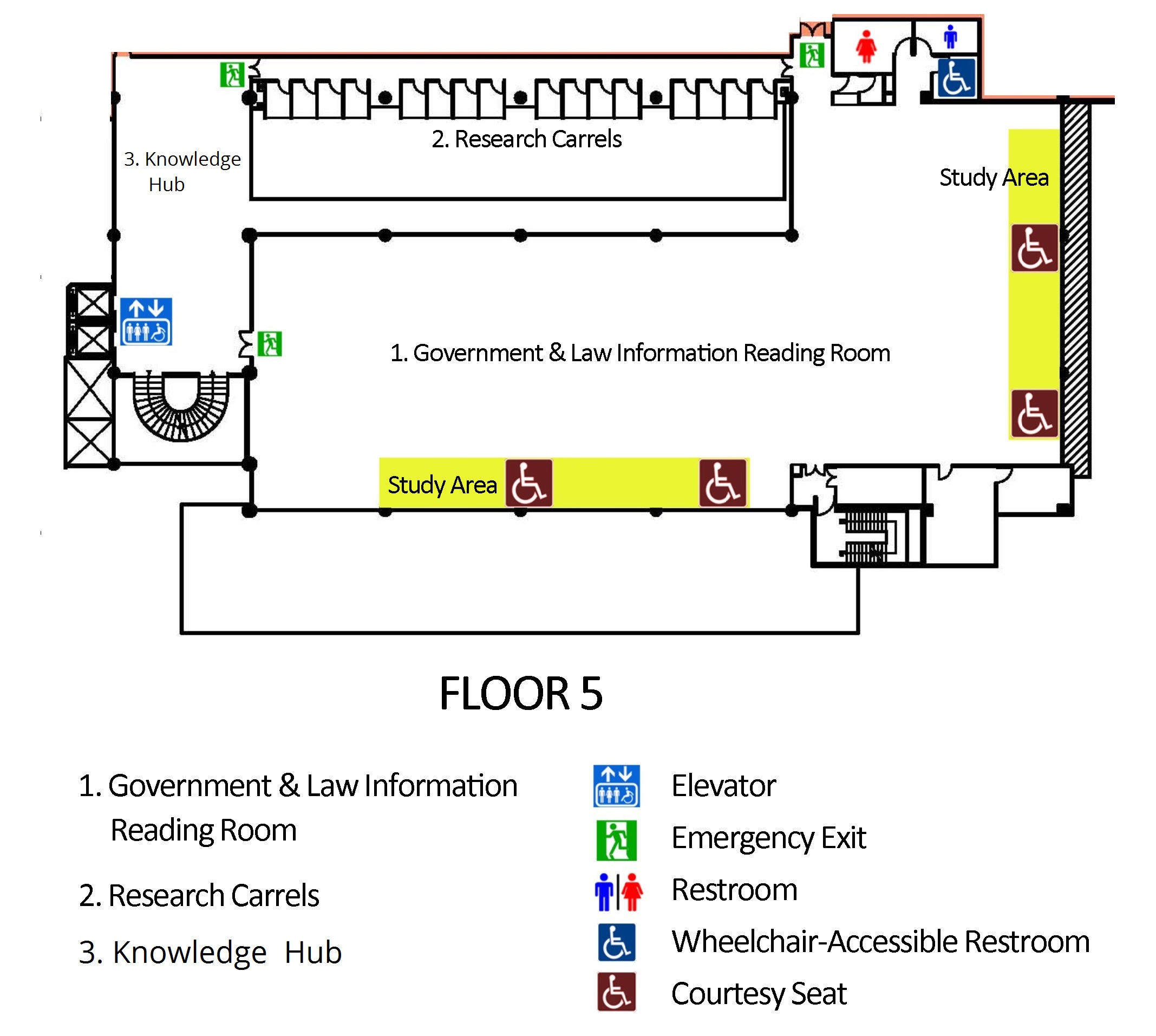 Floor Layout of NCL Main Library- Floor 5