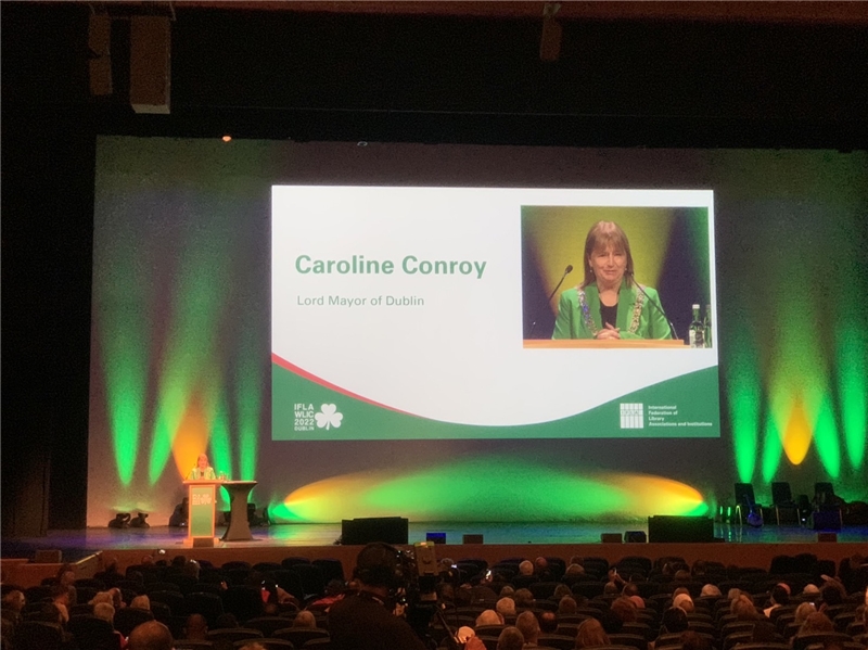 IFLA WLIC 2022大會開幕式，邀請都柏林市長Caroline Conroy致詞