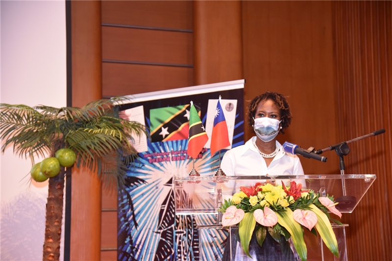 H. E. Ambassador Jasmine Huggins from the Embassy of
Federation of Saint Christopher and Nevis gives remarks.